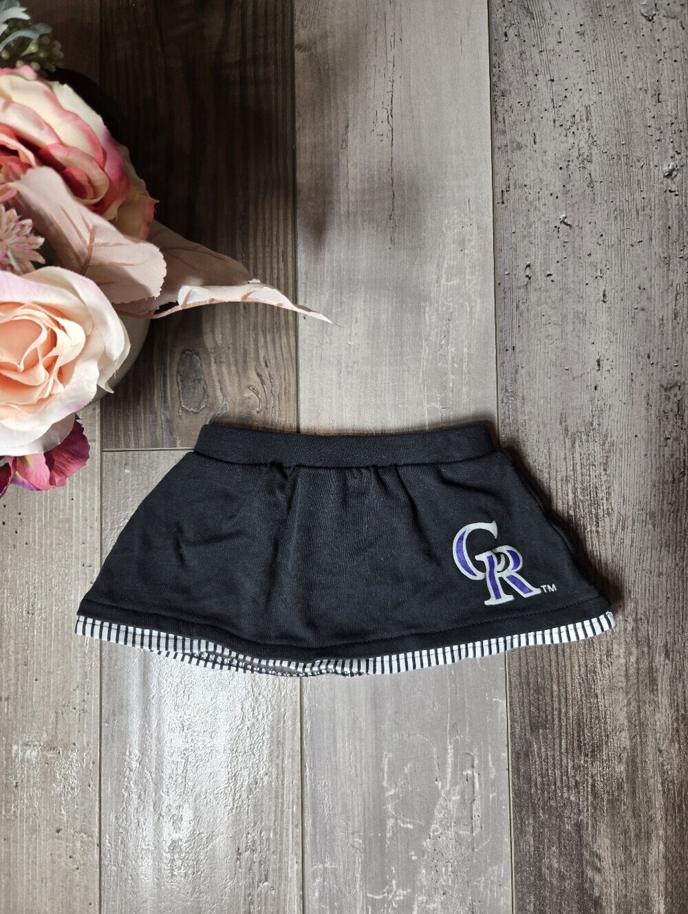 MLB Colorado Rockies Black Baby Girls' Skirt with Striped Hem and Team Logo 3/6m